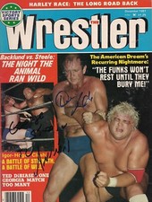 EB208  George Steele Dory Funk Jr. signed Vintage Wrestling Magazine w/COA