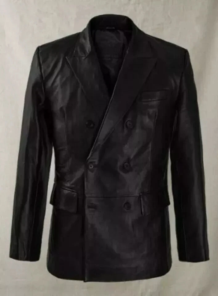 DOUBLE BREASTED Men's Black Leather Blazer Real Lambskin Causal Slim Fit Blazer
Opens in a new windo