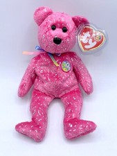 -K TY BEANIE BABY BABIES TEDDY BEAR 10 YEAR ANNIVERSARY PINK DECADE