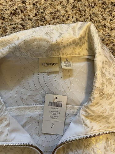 ZENERGY CHICOS New WOMENS Cream GOLF VEST SZ 3 US LARGE 16 Lightweight Zip Up - Picture 2 of 6