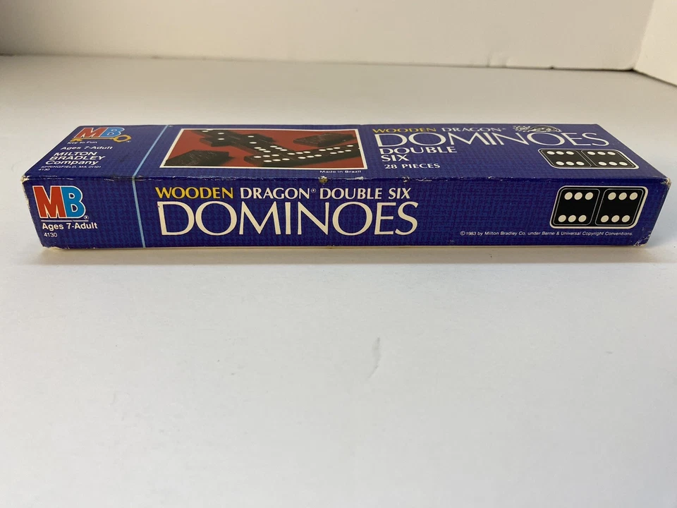 MB Milton Bradley Halsam Dragon Double Six Dominoes 4130 en caja con instrucciones Foto 4 de 4