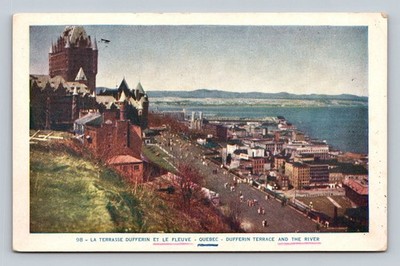 Vintage Quebec Dufferin Terrace & River Postcard 1951 Canada