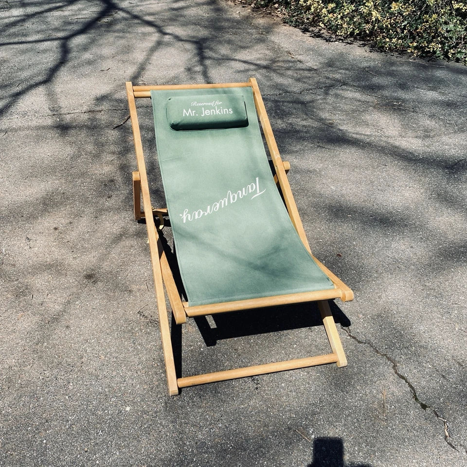 Sillón de playa plegable de madera de ginebra Tanqueray publicidad vintage Foto 2 de 4