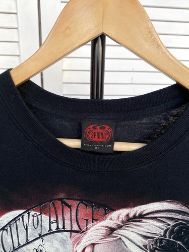 Vintage Spiral Gothic Angel Tee Shirt Black Grunge Cross Men’s Size XL - Picture 8 of 11