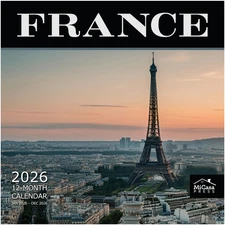 France 2026 Wall Calendar 12 Month | 12 x 24 Open | Thick  Sturdy Paper | Hol...