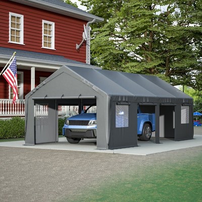 13'x25' Heavy Duty Carport Steel Canopy Tent Garage Shed w/5