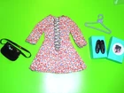 Vintage Barbie CUT N SEW FRANCIE FLORAL RUFFLE DRESS JAPAN BLACK BUCKLE SHOES +