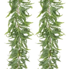 5ft Long Greenery Garland Set of 2 Boston Fern Floral Garland for Door Mantle...