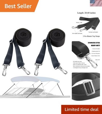 Durable Nylon Adjustable Boat Canopy Straps 28''-60'' with Stainless Steel Hooks