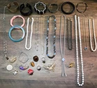 VTG Estate Costume Jewelry Lot Retro Necklace Bracelet Rings Pins 9 Signed!