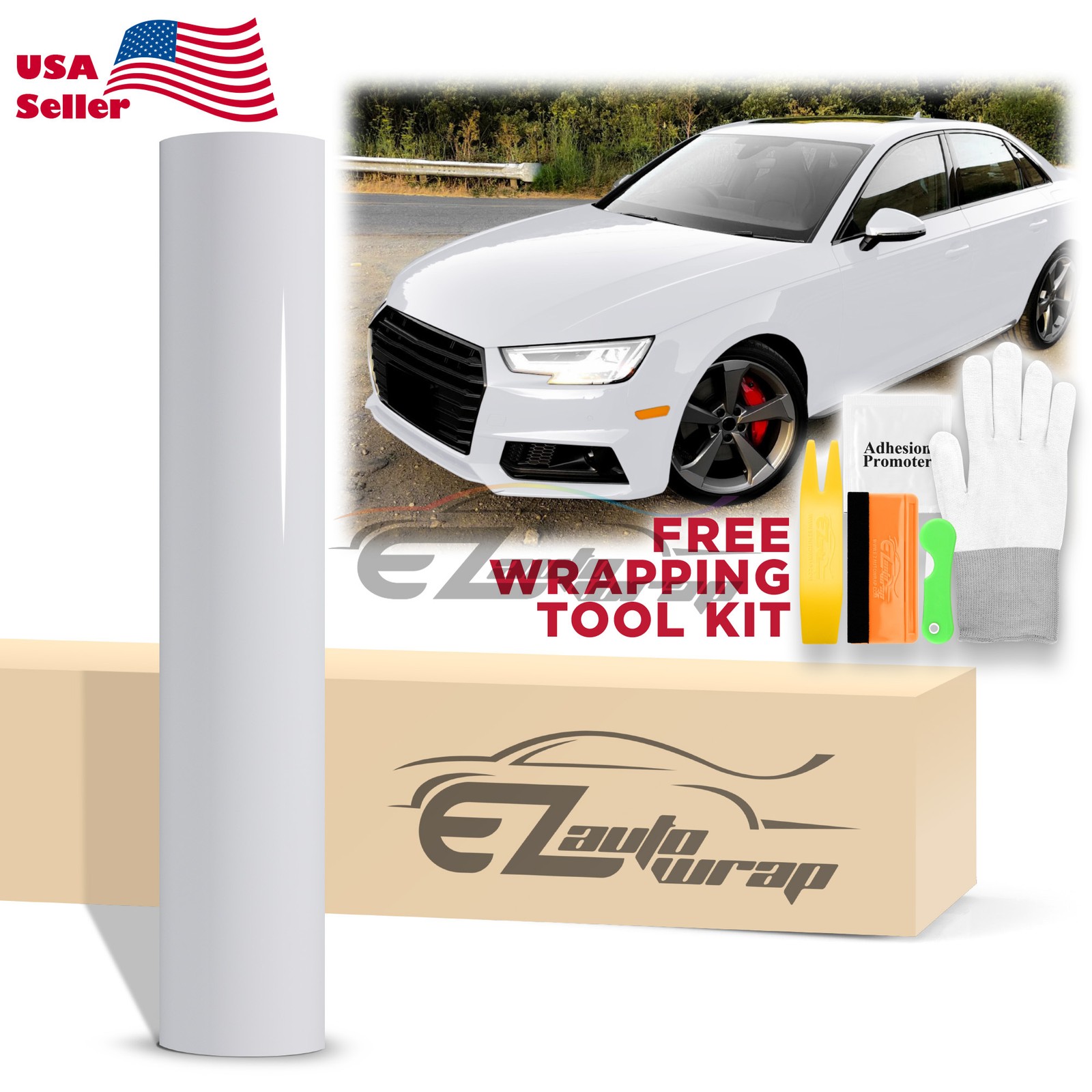 High Gloss Glossy White Car Vinyl Wrap Sticker Decal Sheet Film DIY Air Release