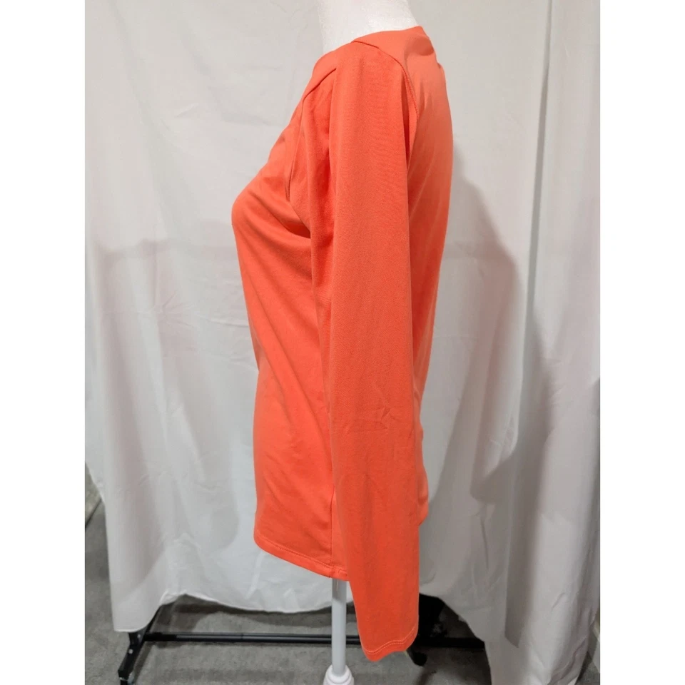 Camisa Top Nike Dri Fit Para Mujer Talla Pequeña Naranja Cuello en V Corte Atlético Correr Usada en Excelente Condición Foto 3 de 4