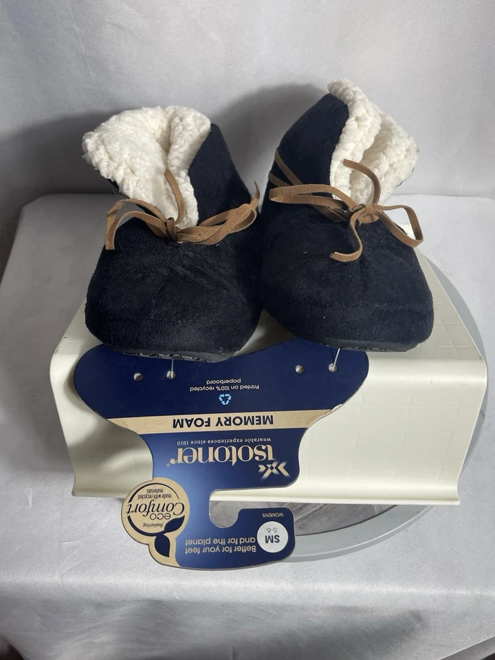 Zapatillas Isotoner Mujer Mocasín Espuma con Memoria Negras Forradas Sherpa Talla S 5-6 Foto 3 de 4