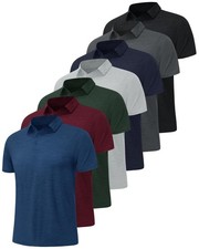 7 Pack Polo Shirts for Men - Quick Dry Moisture Wicking Performance Short Sle...