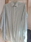 New & Lingwood Dress Shirt 16 1/2 French Cuff Green Stripe Cotton
