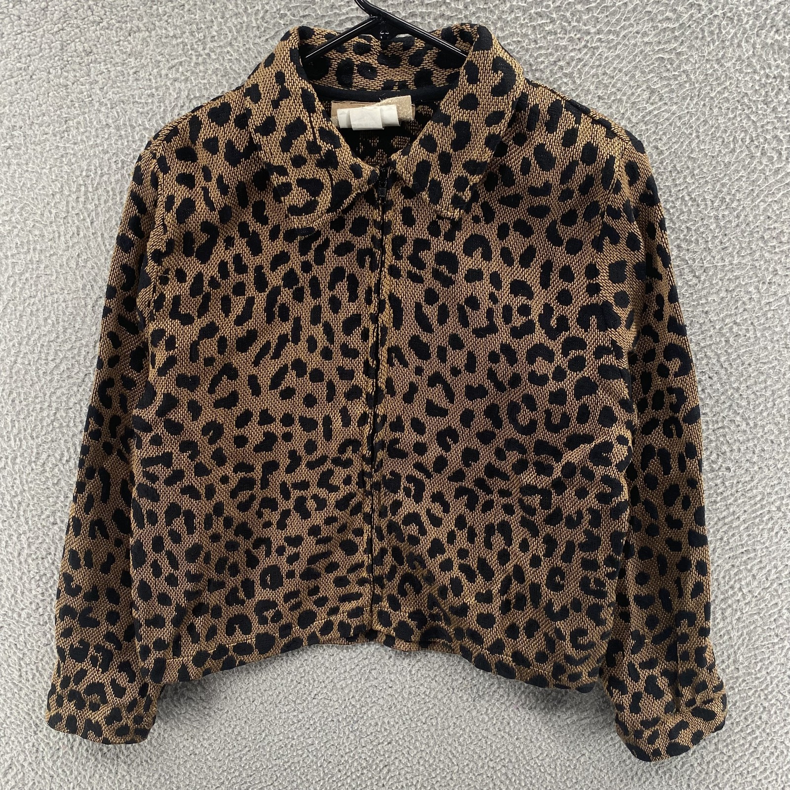 VINTAGE giacca pony dipinta donna marrone medio nero leopardato stampa animalier anni 90