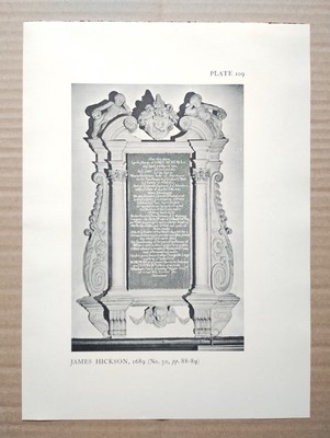 Monument to James Hickson 1689 at All Hallows Barking - Antique Print - 1934