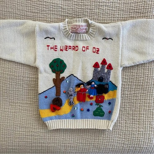 Wizard of Oz Kids Knit Sweater Rare 4t Embroidered Aunti M’s Fantasies Vintage - Picture 7 of 7