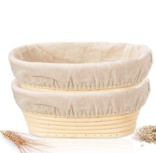 Banneton Bread Proofing Basket, 2 Pack 10 Inch Oval Sourdough Proofing Basket, S