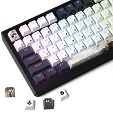 GMKWTL XVX Shine Through Keycaps, Japanese Ink Lotus Keycap Set, DoubleShot P...