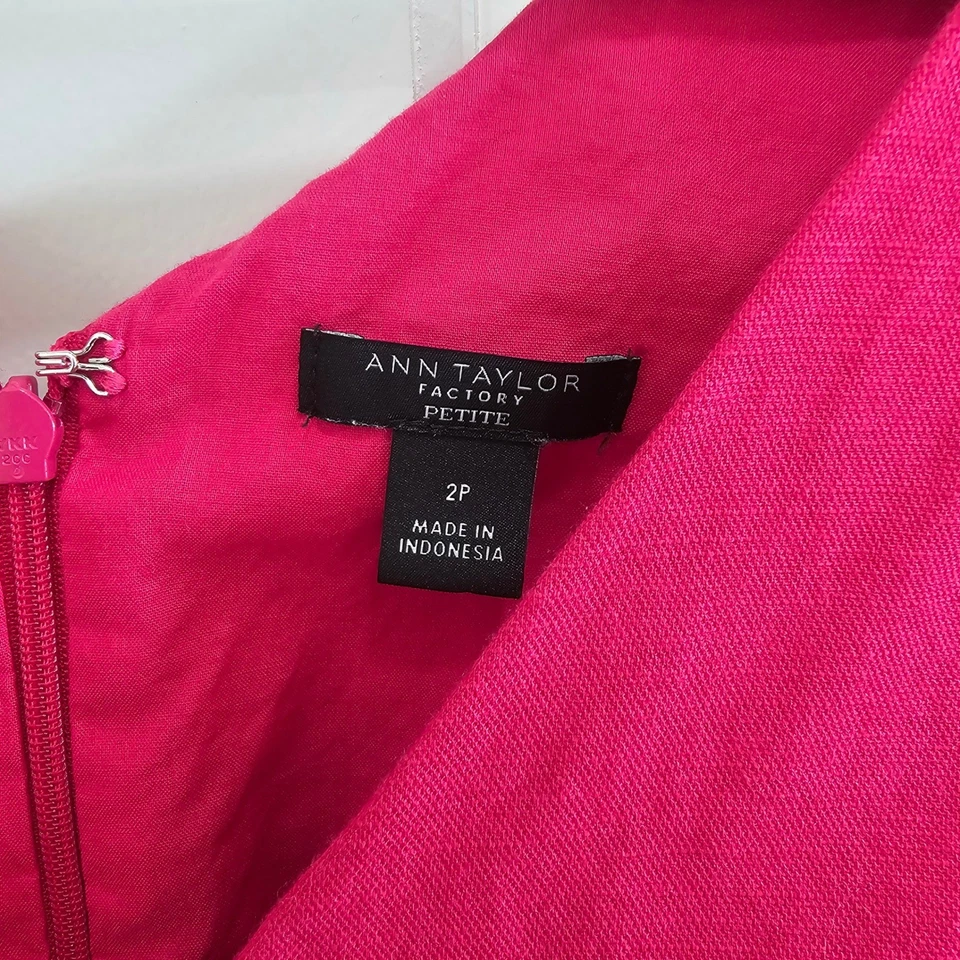 Mono Ann Taylor Factory Petite Rosa Lino Look Cuello en V Pierna Ancha Talla 2P Foto 4 de 4