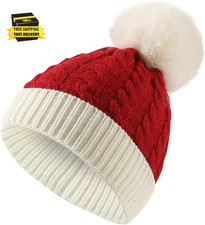 Christmas Knitted Hat for Toddler Baby Soft Warm Baby Beanie Santa Hat Red        