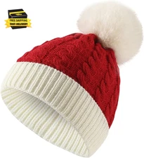 Christmas Knitted Hat for Toddler Baby Soft Warm Baby Beanie Santa Hat Red ⭐️⭐️⭐