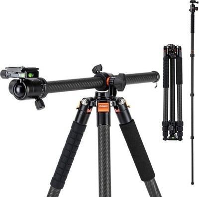 Carbon Fiber Horizontal Tripod 62.6 Inch 2-in-1 Camera Tripod Monopod