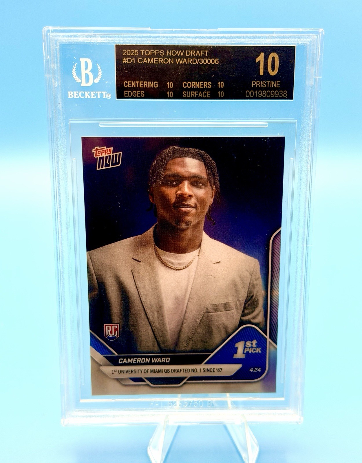 2025 Topps Now Draft - Cameron Ward #D-1 (RC) BGS Pristine  Black Label🔥⭐️🔥⭐️ view 5