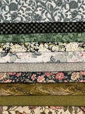 Lot of Quilting Fabric - 10 Fat Quarters, Greens 1 FREE FQ