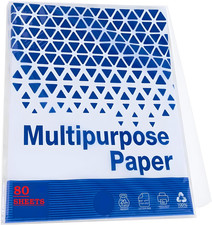 80 Sheets 8.5" X 11" White Multipurpose Paper, 20 LB 75 Gsm Copy, Fax Lase