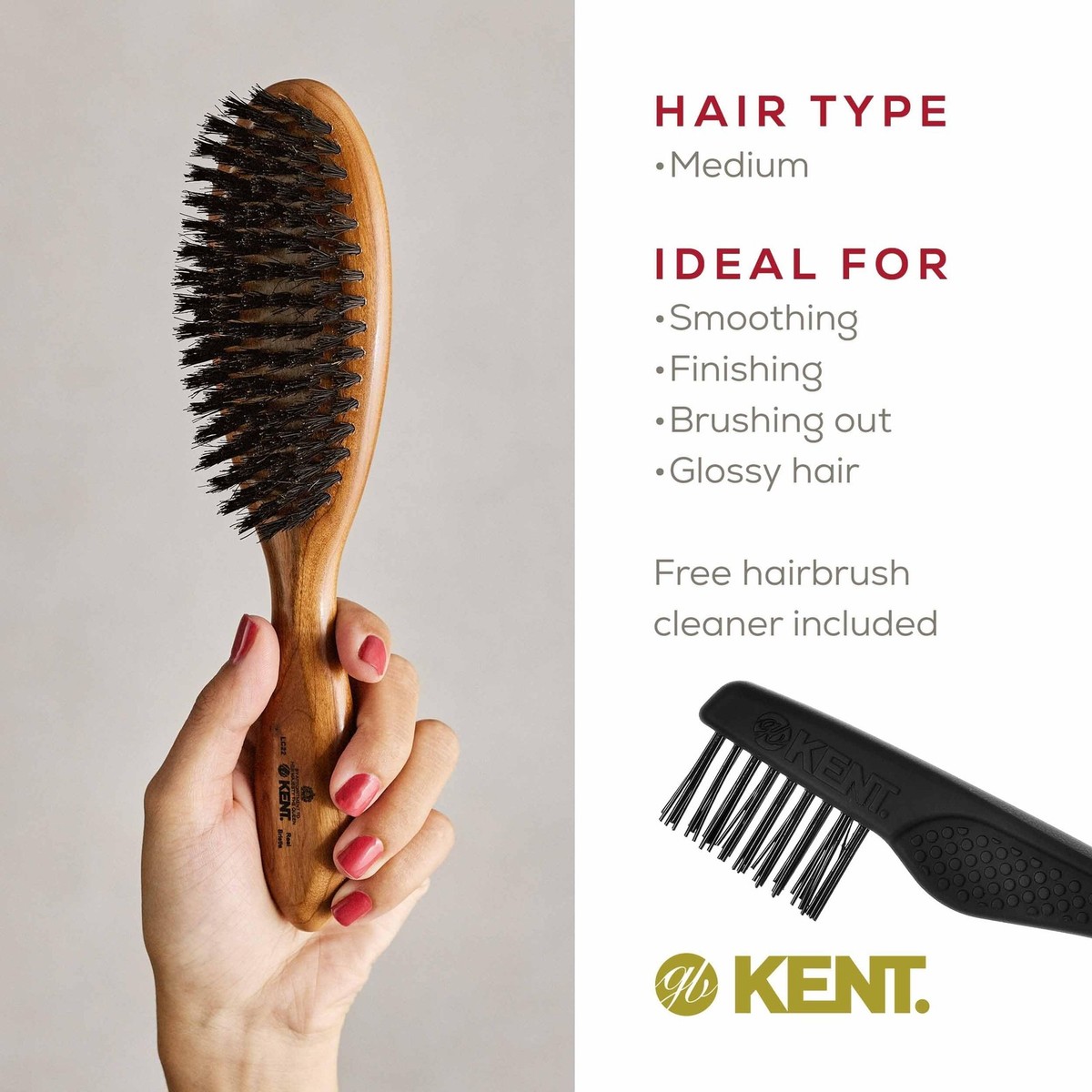 Kent LC22 Finest Hair Brushes for Women Detangler Dry Brush 