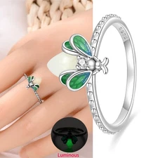 KUNSIR Summer Firefly Finger Ring For Women Jewelry 925 Sterling Silver Size 9
