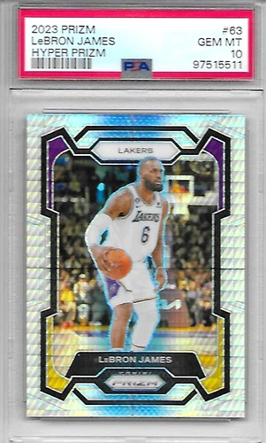 2023 PANINI PRIZM LEBRON JAMES HYPER PRIZM REFRACTOR PSA 10 SSP CARD #63