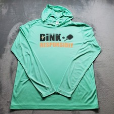 Sport-Tek UPF50 Hooded T-shirt Dink Responsibly Paddle Ball Graphic Men Sz L