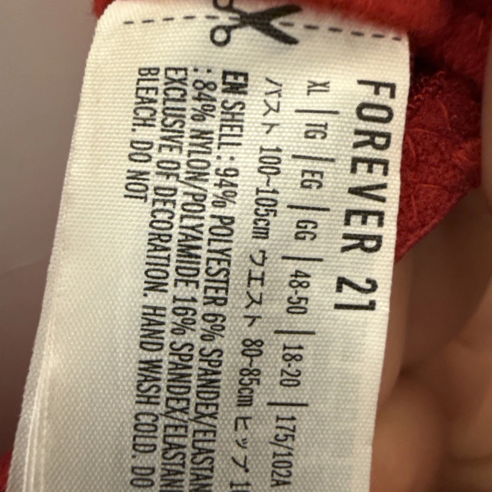 Sujetador Forever 21 para mujer talla XL rojo satinado con aros línea larga Foto 4 de 4