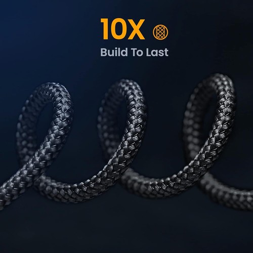 AINOPE USB C Cable Right Angle (2-Pack, 10ft+10ft) 3.1A Type 10FT+10FT, Black - 第 6/7 張圖片