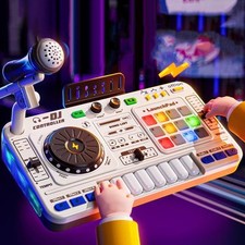Kids DJ Mixer Toy Gaming Podcasting Turntable Toy for Indoor Preschool Party