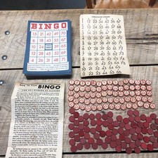 Vintage 40 BINGO Cards , Playing Tokens, Instructions 1960's Complete No Box