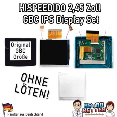 HISPEEDIDO GBC 2,45'' Drop In IPS Display Set mit OSD GameBoy Color HD LCD Mod