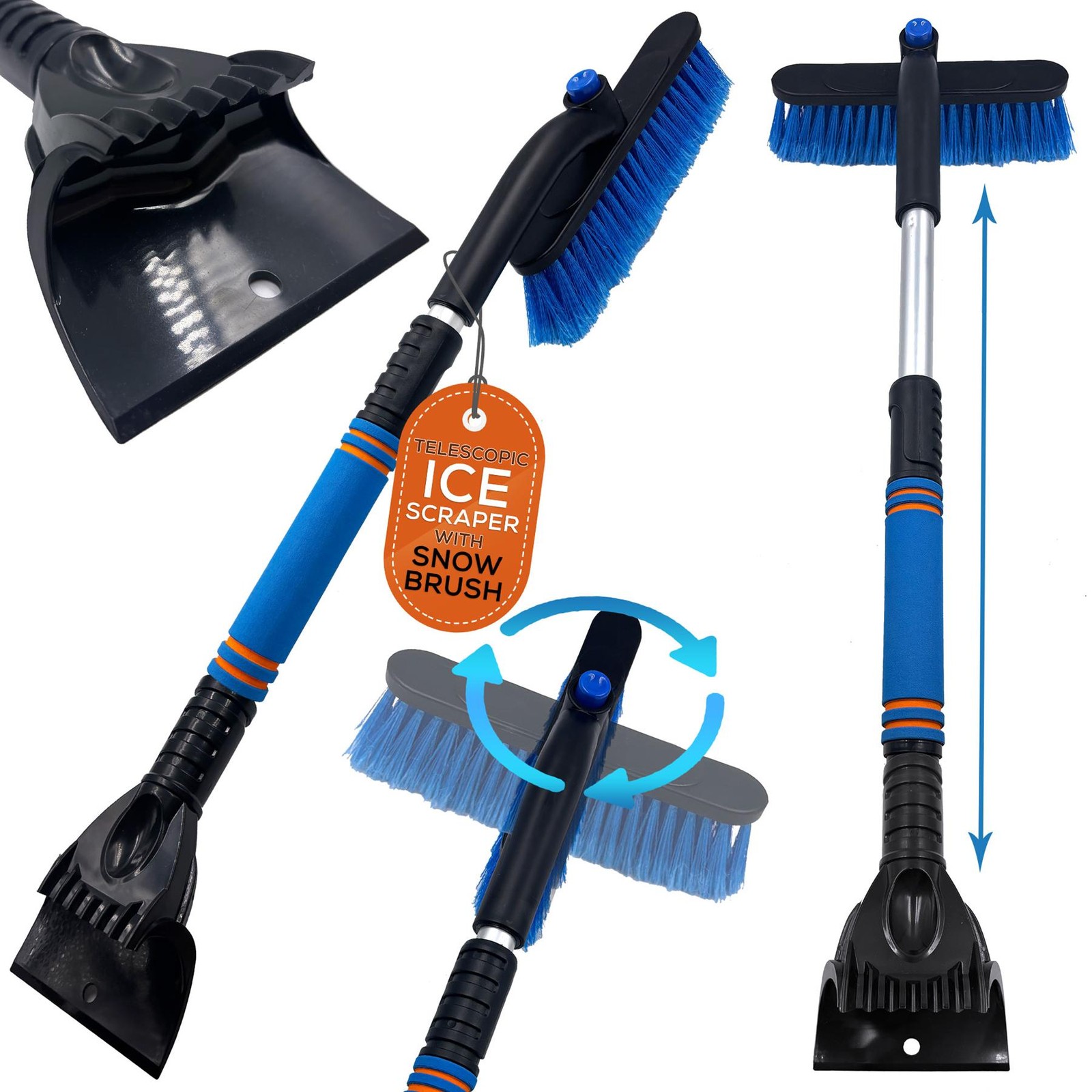 Extendable Snow Brush Ice Scraper Car Windscreen De-Icer Winter Tool