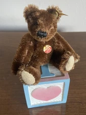 Steiff Miniature Jointed XS Teddy Bear Dk Brown Mohair Bear 3.5” Adorable ID Tag
