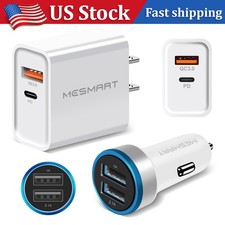 2 Port USB A C Wall Fast Charging  Dual USB Car Charger Adapter 20W For iPhone