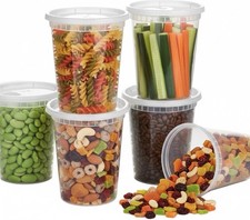Leakproof 32 oz 5 Piece Set Deli Containers with Secure Lids - BPA Free