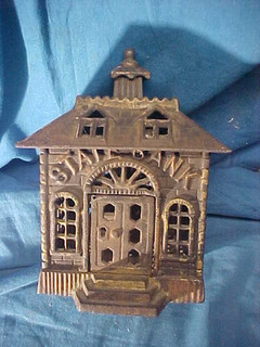 c1900 CAST IRON Building " STATE BANK " By KENTON Orig Finish