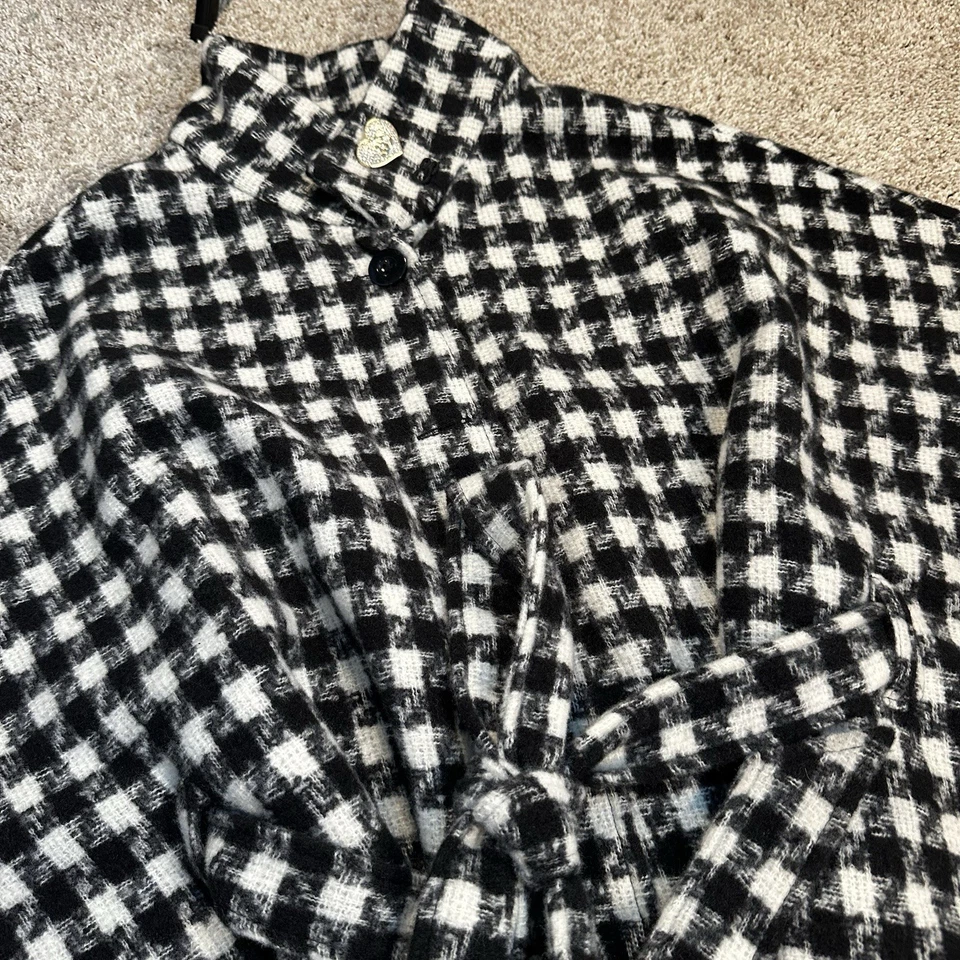 Juicy Couture Black White Plaid Cape Poncho Belted One Size Wrap Coat - Image 2 of 4