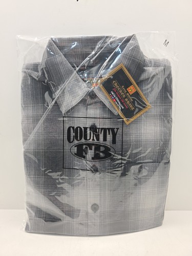 FB County Checker Shirt Mens Medium Gray Black Plaid Long Sleeve Button ...