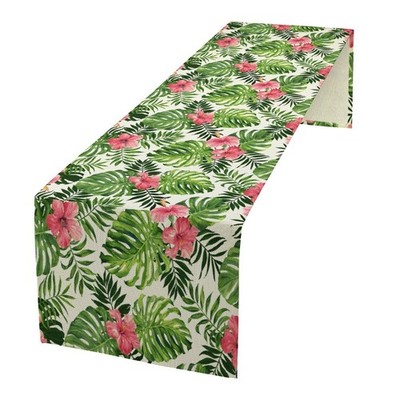 Tropical Floral Table Runner Green Plant Nature Pattern Table Runner Table Cl...