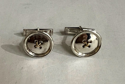 VINTAGE TIFFANY & CO. BUTTON 18K & STERLING SILVER CUFFLINKS