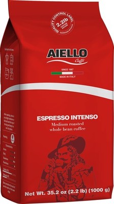Aiello Caffe Italian Espresso Coffee Beans 2.2 LB Bag, Medium Whole Bean,Intenso
